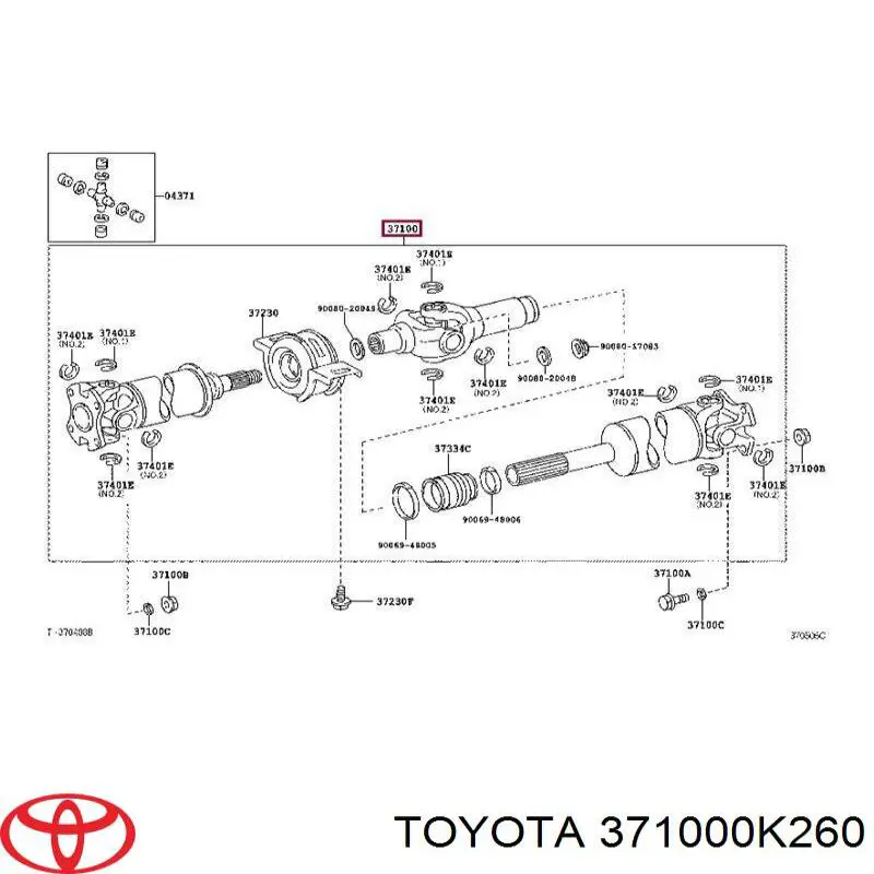 Junta universal traseira montada para Toyota Hilux (KUN15)