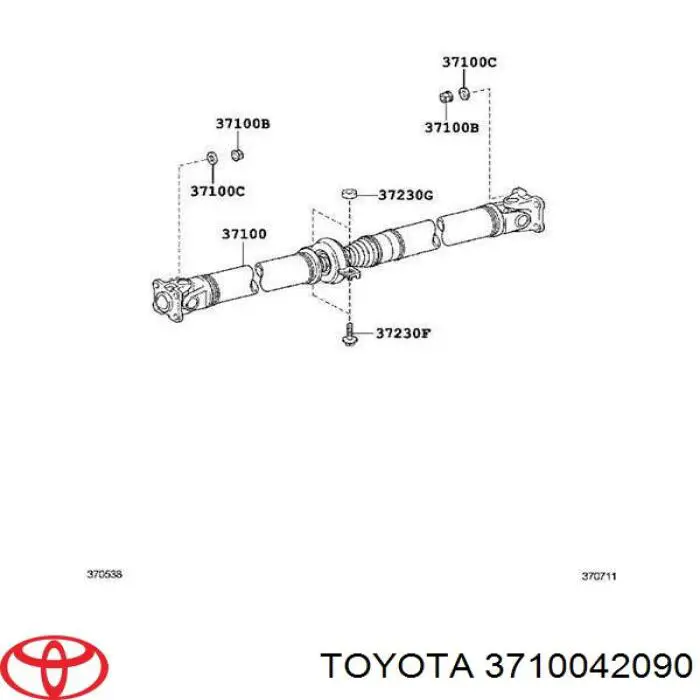 Вал карданный задний, в сборе Toyota 3710042090
