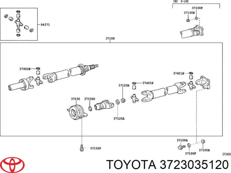 3723035120 Toyota подвесной подшипник карданного вала