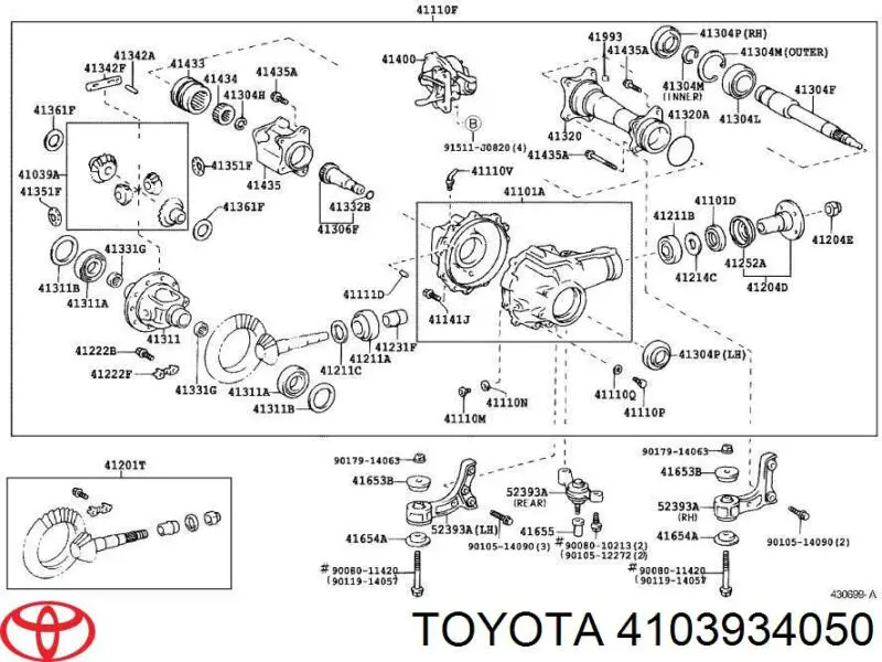 4103934050 Toyota kit de satélites de redutor do eixo traseiro