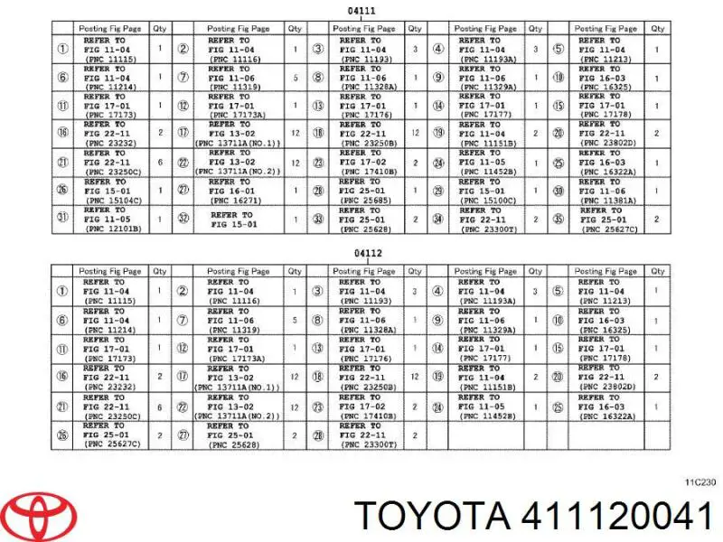 Полный комплект прокладок двигателя Toyota 411120040 цена, от 349.66 USD