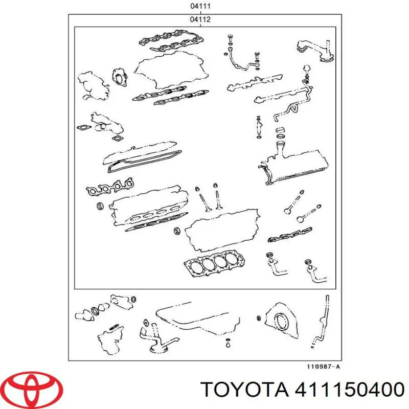 0411150400 Toyota комплект прокладок двигателя полный
