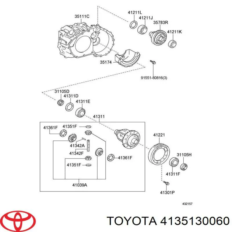 Arruela de diferencial do eixo dianteiro para Toyota Avensis (LCM)