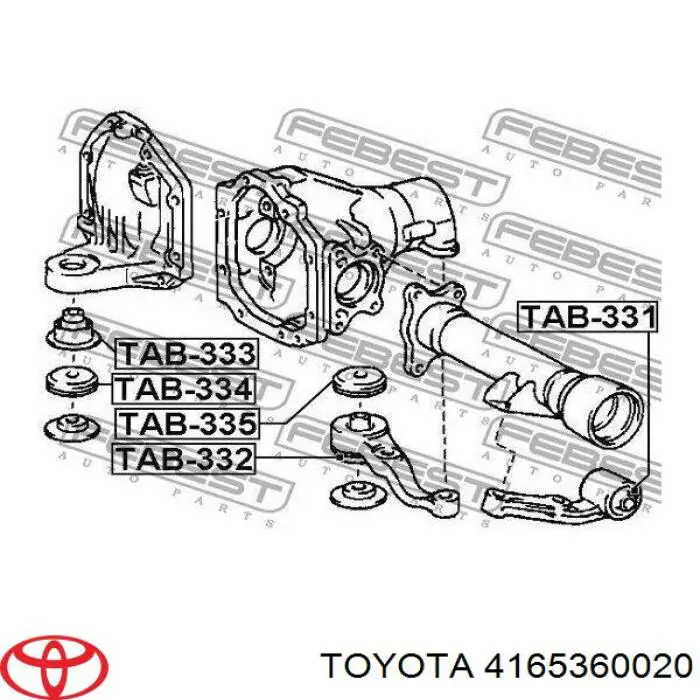 4165360020 Toyota сайлентблок (подушка редуктора переднего моста задний)