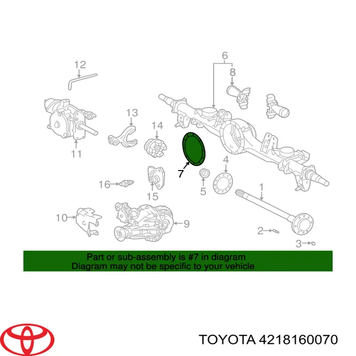 4218160070 Toyota vedante de redutor do eixo traseiro