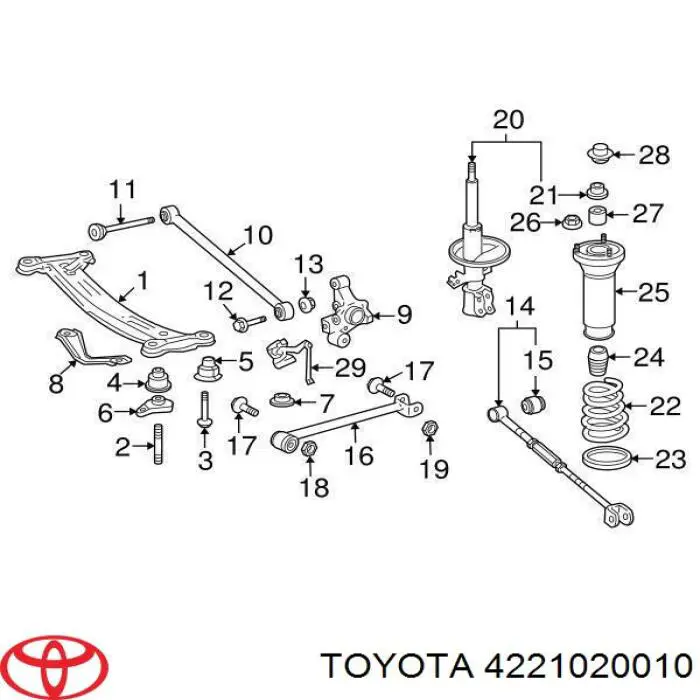4221020010 Toyota Сайлентблок цапфы