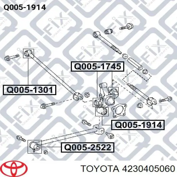 Pino moente (extremidade do eixo) traseiro direito para Toyota Avensis (T22)