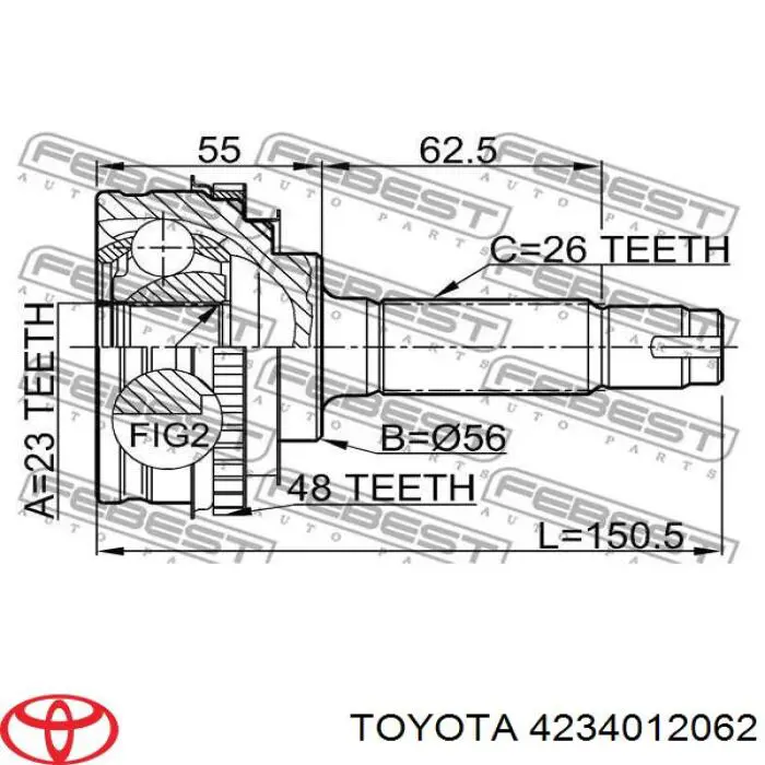 Привод передний левый Toyota 4234012062 цена, от 33.15 USD