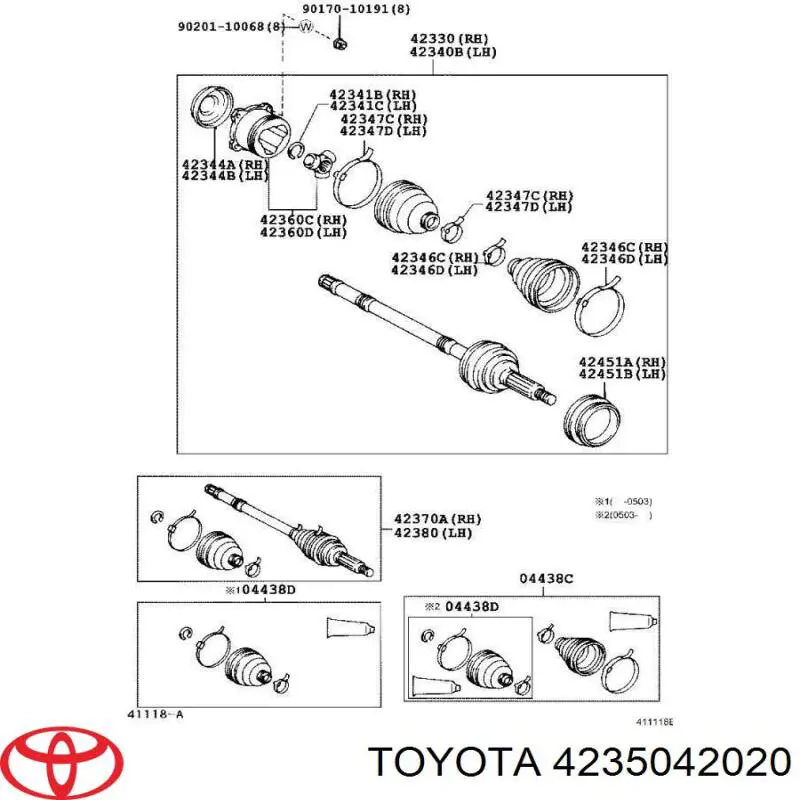 4235042020 Toyota шрус внутренний задний