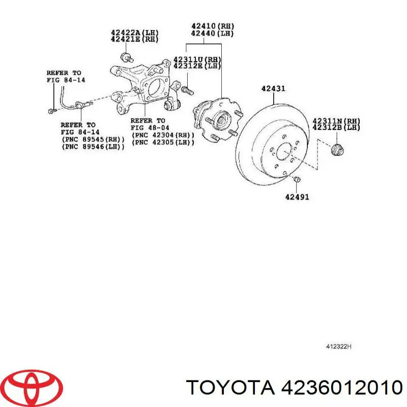 4236012010 Toyota junta homocinética interna traseira