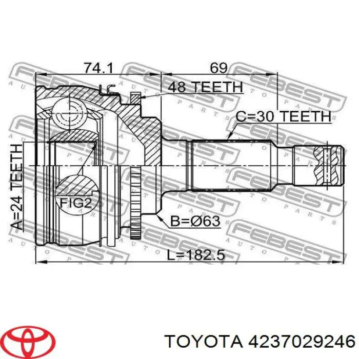 4237029246 Toyota полуось задняя правая