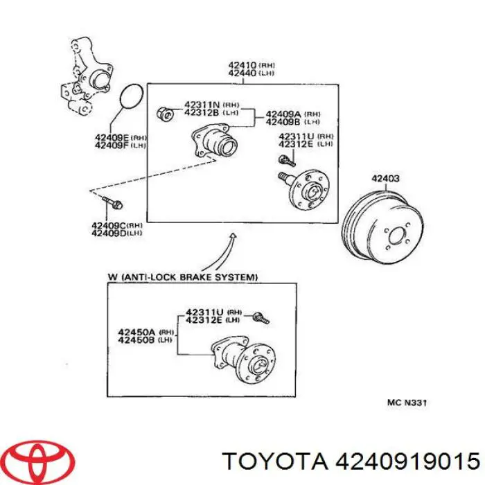 Підшипник маточини задньої 4240919015 Toyota