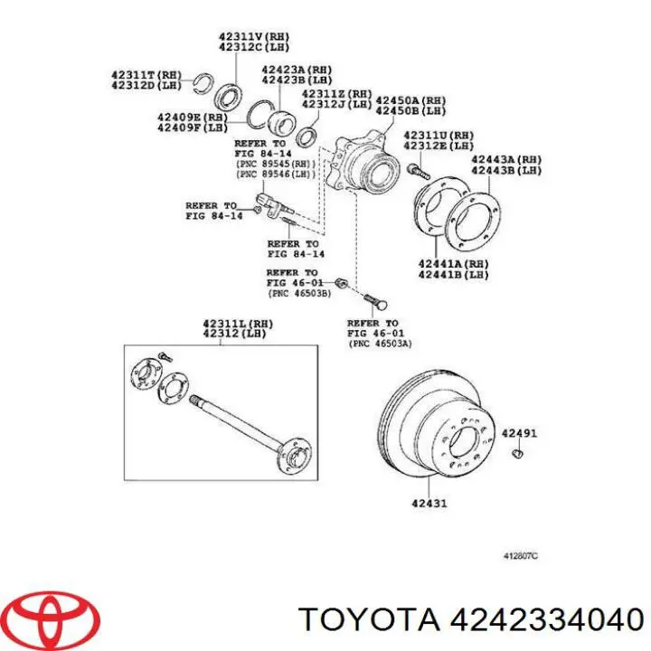 Кольцо стопорное подшипника задней полуоси Toyota 4242334040
