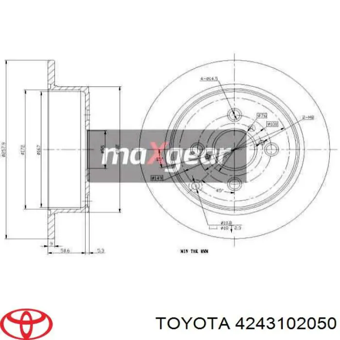 Задний тормозной диск Toyota 4243102050 цена, от 27.57 USD