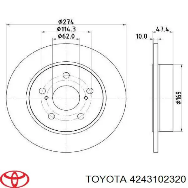 4243102320 Toyota Disco do freio traseiro