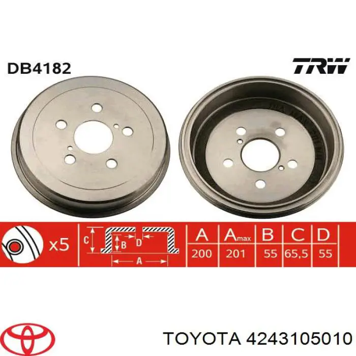Барабан тормозной задний Toyota 4243105010 цена, от 23.55 USD