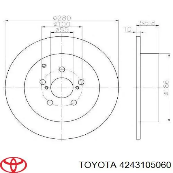 4243105060 Toyota диск тормозной задний
