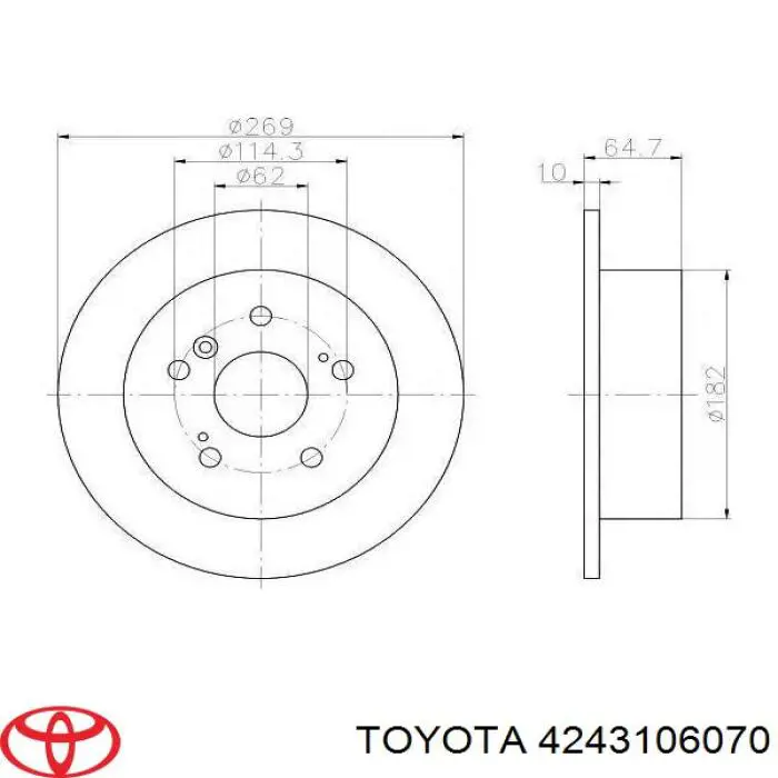 4243106070 Toyota диск тормозной задний
