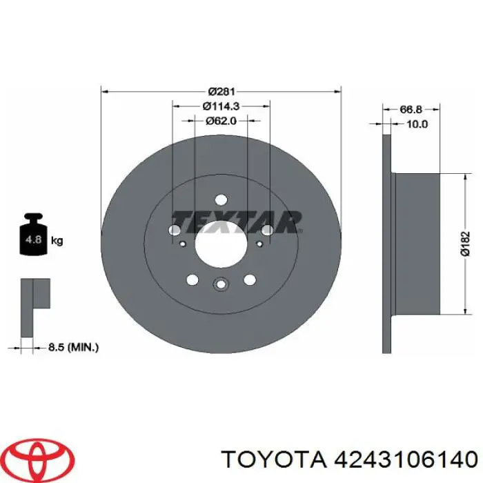 Купить 4243106140 Toyota Диск тормозной задний