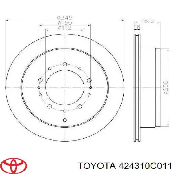 424310C011 Toyota диск тормозной задний