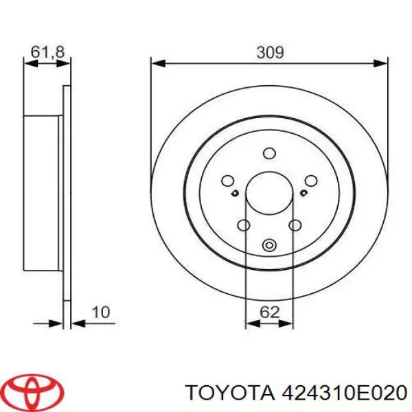 Задний тормозной диск Toyota 424310E020 цена, от 42.66 USD