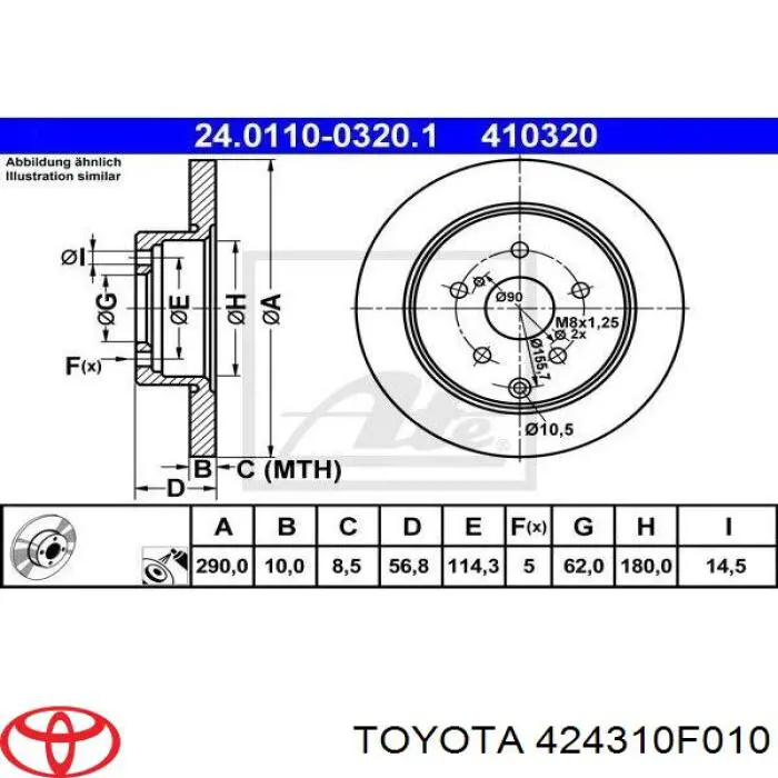 Тормозные диски 424310F010 Toyota
