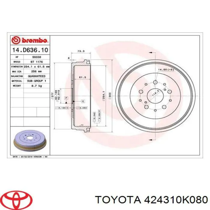 424310K080 Toyota барабан тормозной задний