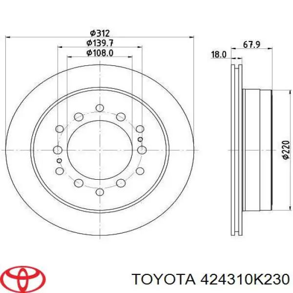 Тормозные диски 424310K230 Toyota