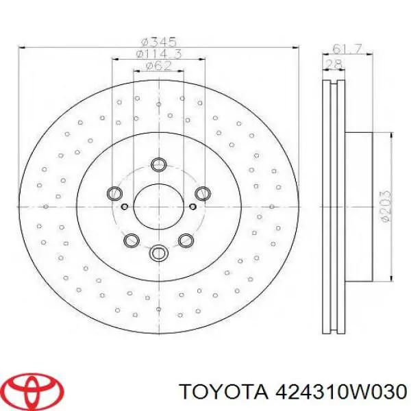 Тормозные диски 424310W030 Toyota