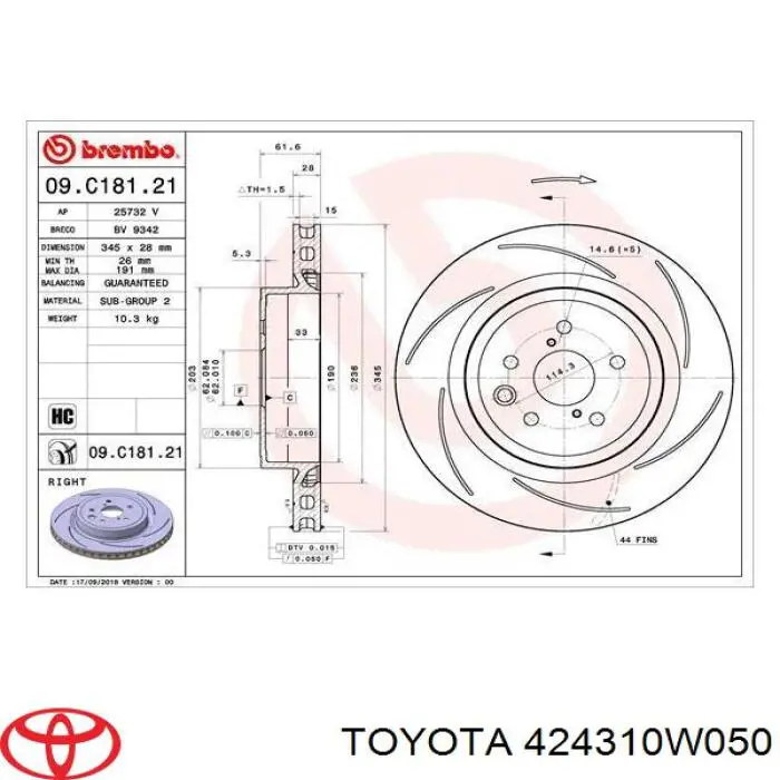  424310W050 Toyota