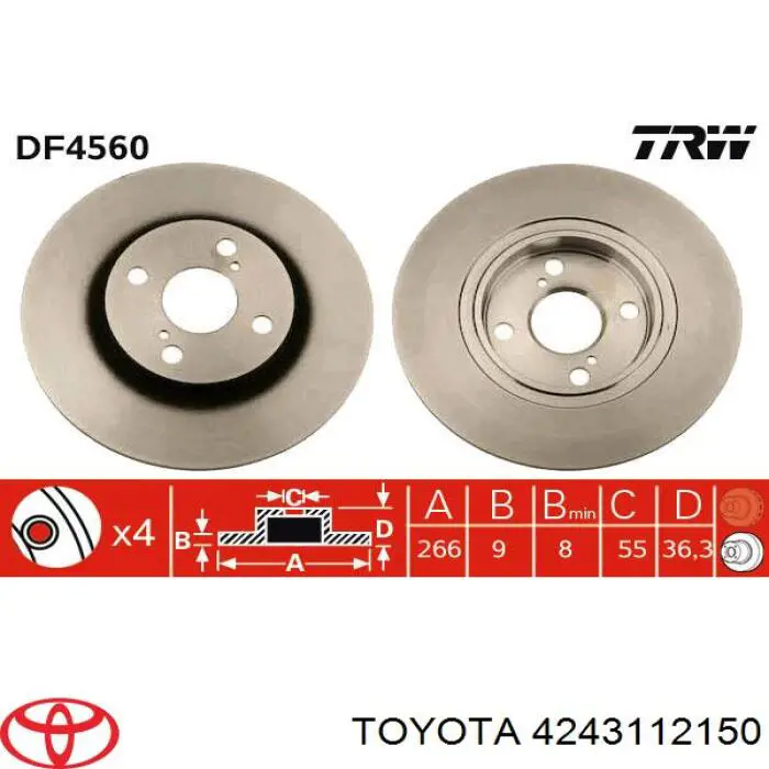 4243112150 Toyota тормозные диски
