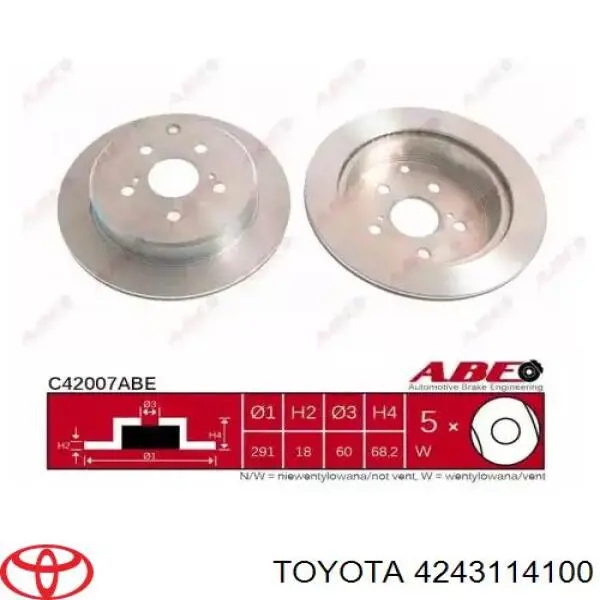 Купить 4243114100 Toyota Диск тормозной задний