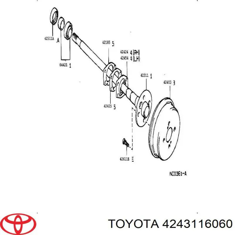 Тормозной барабан 4243116060 Toyota