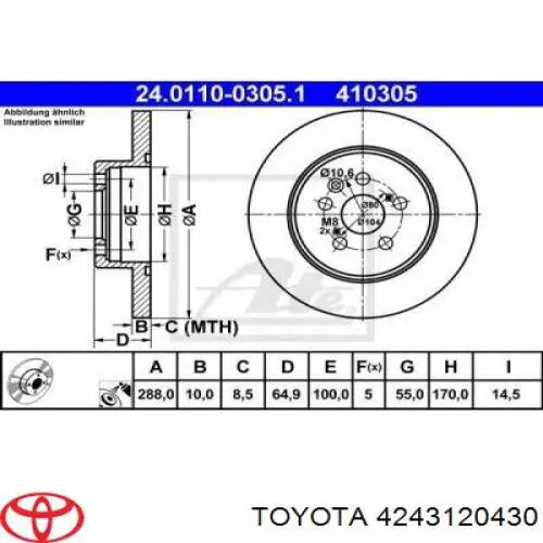Задний тормозной диск Toyota 4243120430 цена, от 37.50 USD