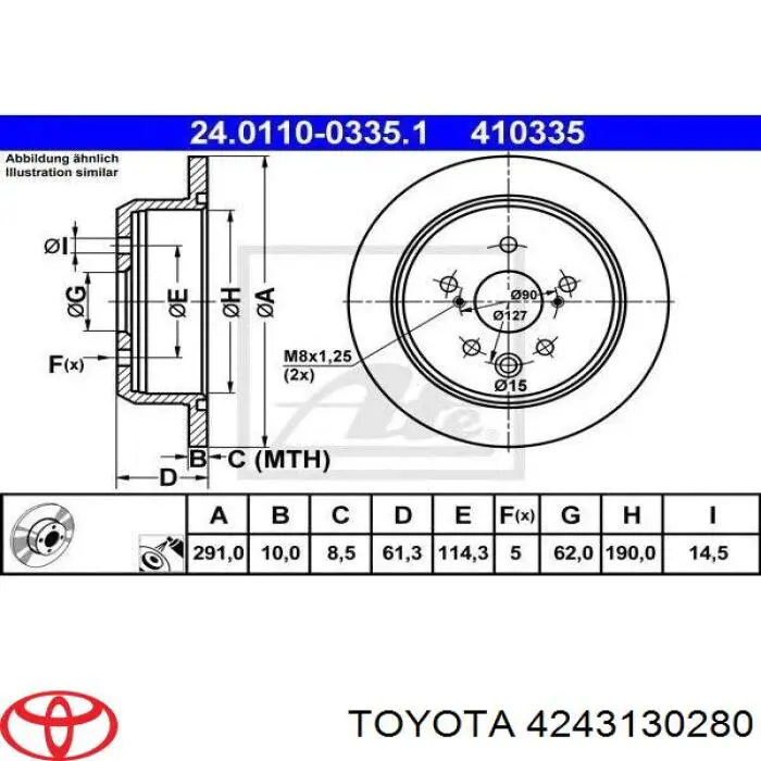 4243130280 Toyota Дисковый тормоз