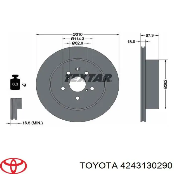 4243130290 Toyota Дисковый тормоз