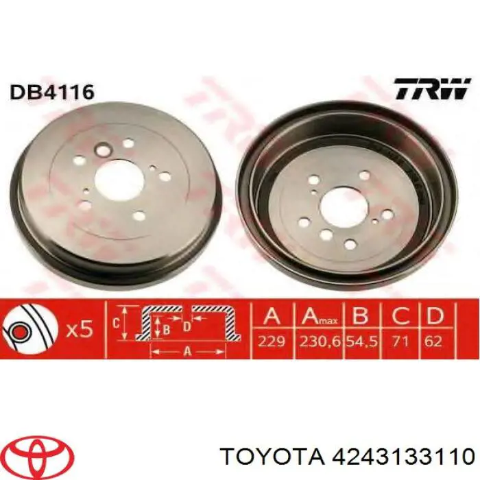 4243133110 Toyota барабан тормозной задний