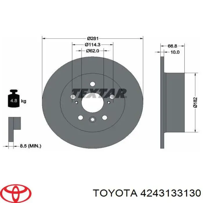 Тормозные диски 4243133130 Toyota