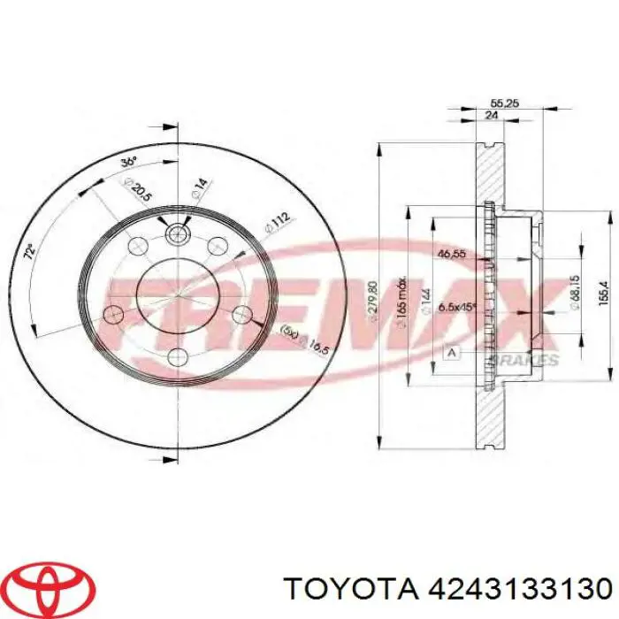 Задний тормозной диск Toyota 4243133130 цена, от 30.41 USD
