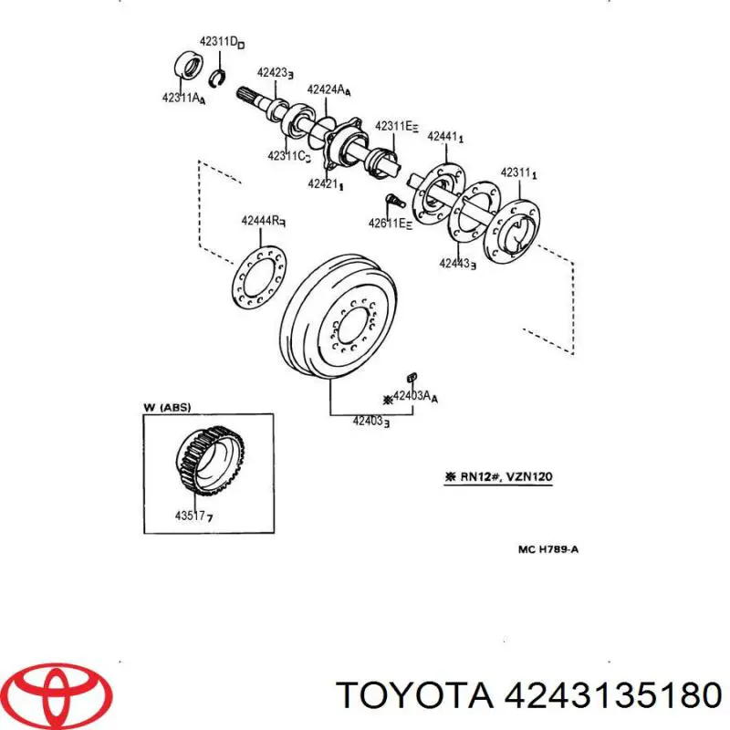 4243135180 Toyota барабан тормозной задний