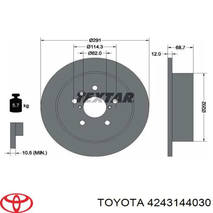 Задний тормозной диск Toyota 4243144030 цена, от 36.82 USD