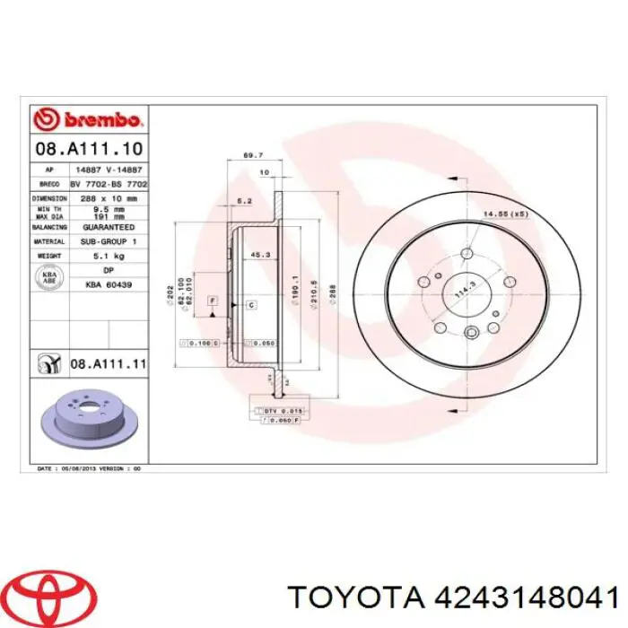 Задний тормозной диск Toyota 4243148041 цена, от 28.18 USD