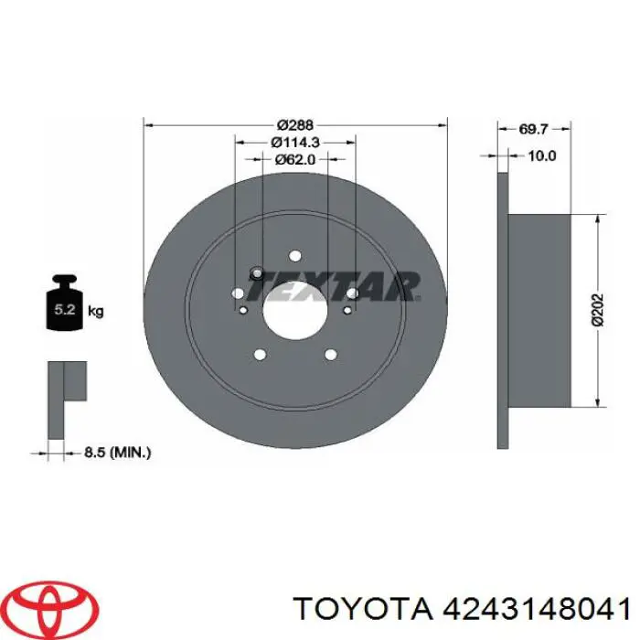 Купить 4243148041 Toyota Диск тормозной задний
