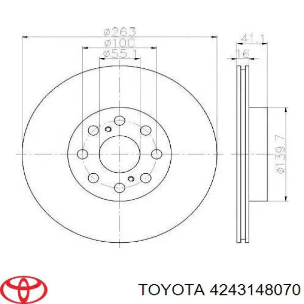 4243148070 Toyota диск тормозной задний
