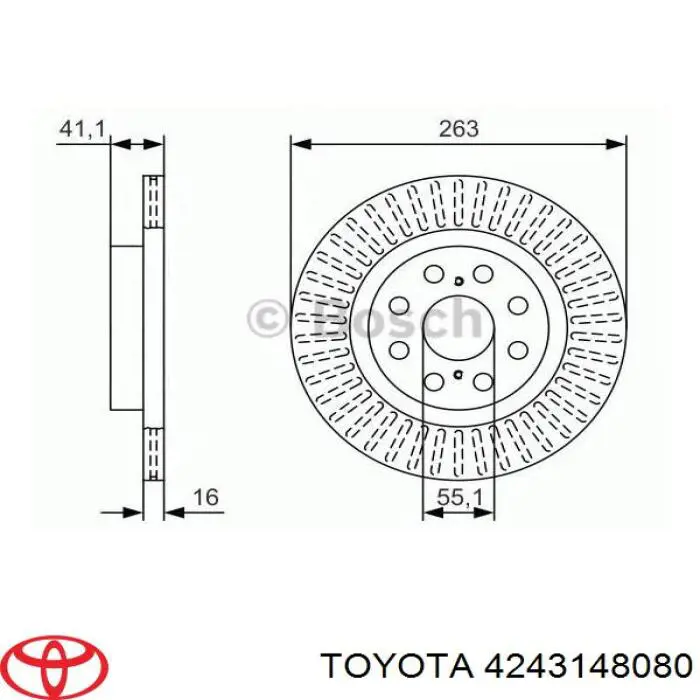 4243148080 Toyota диск тормозной задний