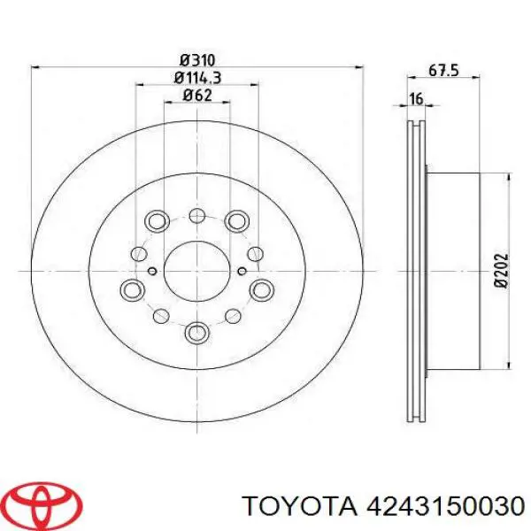 Тормозные диски 4243150030 Toyota