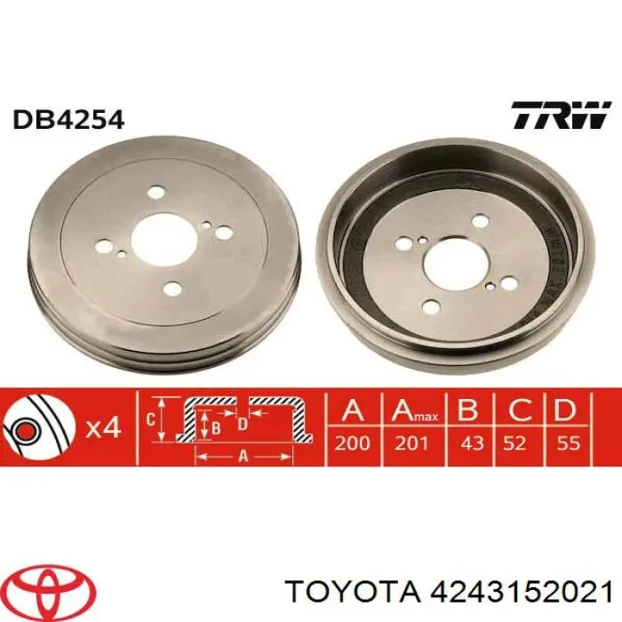 4243152021 Toyota барабан тормозной задний