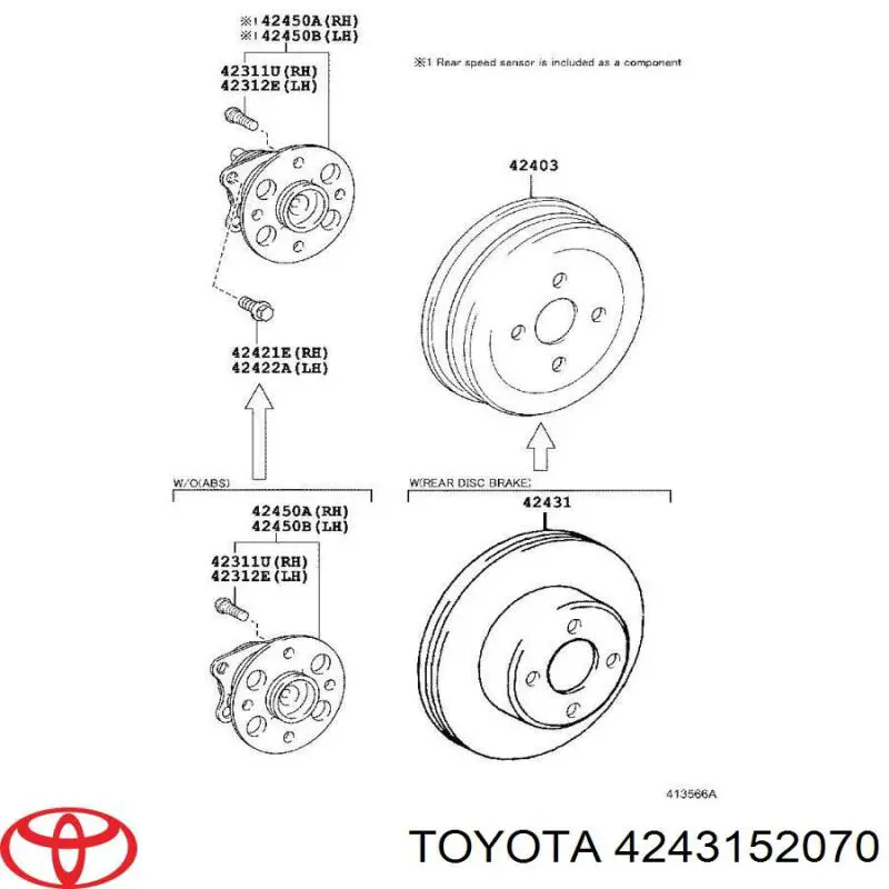 Барабан тормозной задний Toyota 4243152070