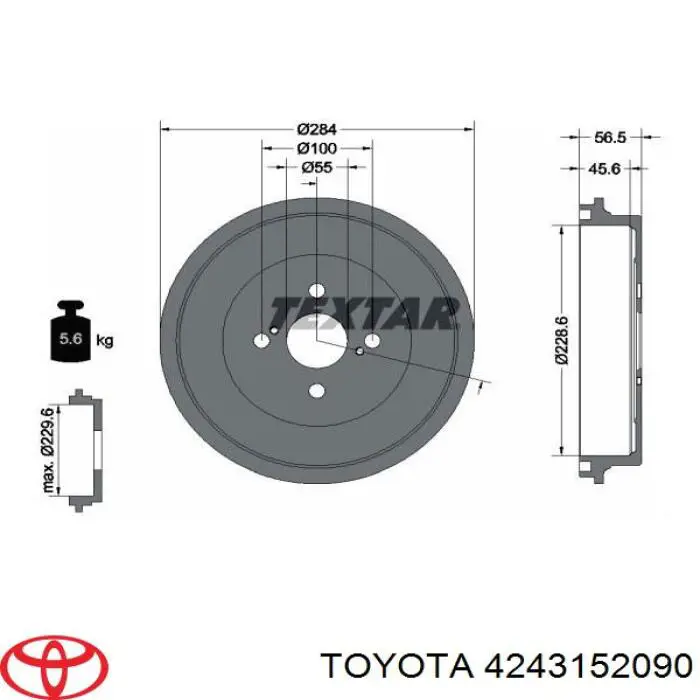 4243152090 Toyota барабан тормозной задний
