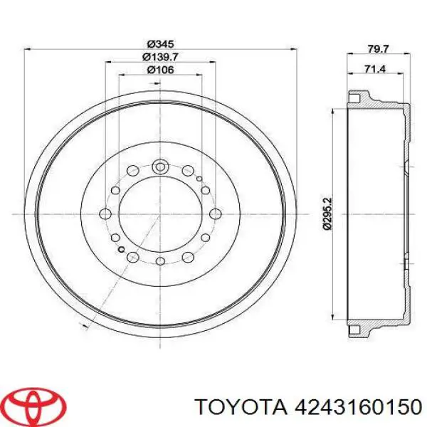 Купить 4243160150 Toyota Тормозной барабан